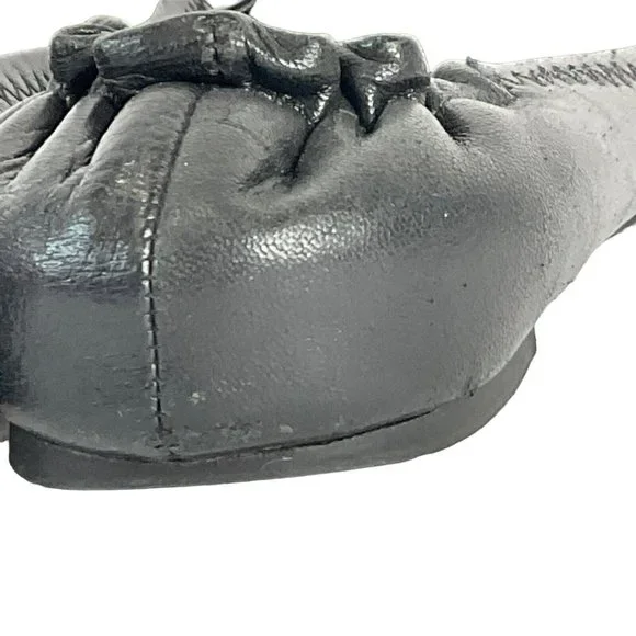 Tory Burch Shoes Womens Size 7.5 Black Minnie Travel Ballet Flat Napa Leather - Picture 15 of 16